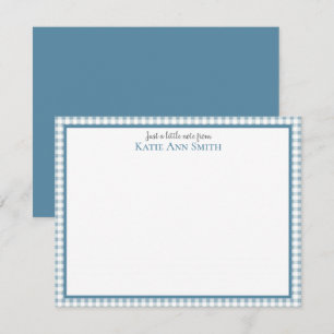Blue Gingham Personalized Note Cards 
