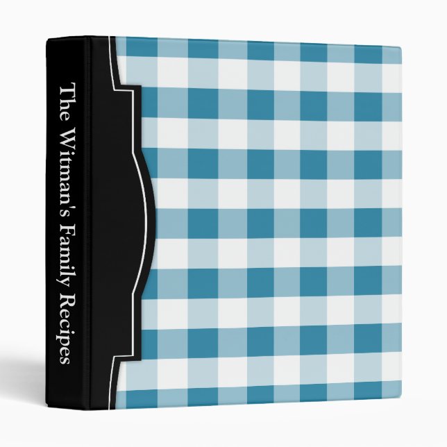 Blue Gingham personalized Recipe Binder (Front/Spine)