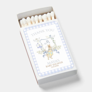 Blue Gingham Peter the Rabbit Baby Shower Favors Matchboxes