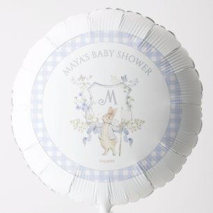 Blue Gingham Peter the Rabbit Baby Shower MUTED BL Balloon