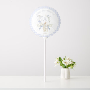 Blue Gingham Peter the Rabbit Baby Shower MUTED BL Balloon