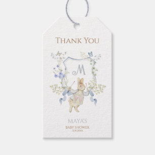 Blue Gingham Peter the Rabbit Baby Shower MUTED BL Gift Tags