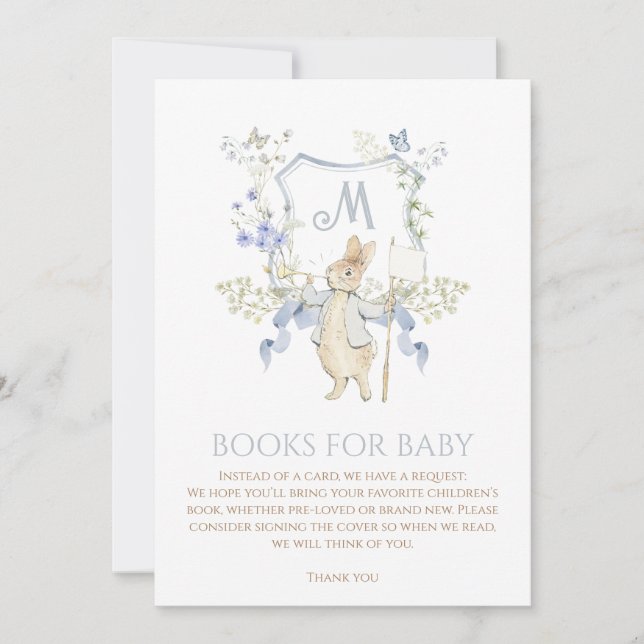 Blue Gingham Peter the Rabbit Baby Shower MUTED BL Invitation (Front)