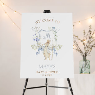 Blue Gingham Peter the Rabbit Baby Shower Welcome Foam Board