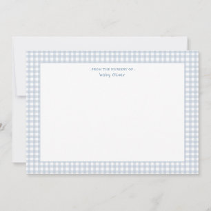 Blue gingham Petite check Baby thank you Card
