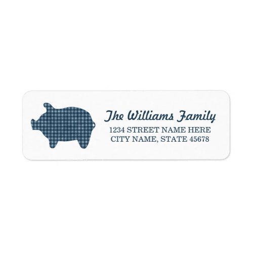 Blue Gingham Piggie Address Labels