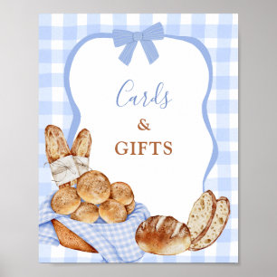 Blue Gingham Plaid Bun in the oven Cards and Gifts Poster