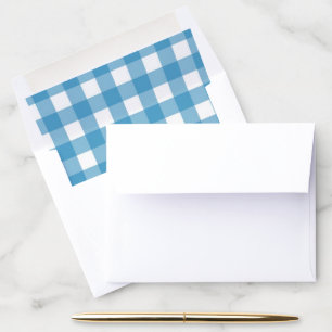 Blue Gingham Plaid Envelope Liner