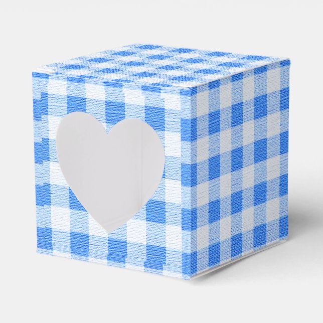 blue gingham plaid favor box (Front Side)