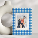Blue Gingham Plaid Hanukkah Photo Custom Message Holiday Card<br><div class="desc">Celebrate the Festival of Lights with this modern Hanukkah photo card featuring a cheerful blue gingham border and minimalist text layout. The clean design highlights your favorite family photo while keeping the message simple and elegant—perfect for sharing light,  love,  and joy this holiday season.</div>