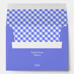 Blue Gingham Plaid Lined Envelope