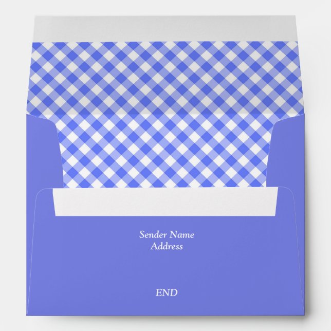 Blue Gingham Plaid Lined Envelope (Back (Bottom))