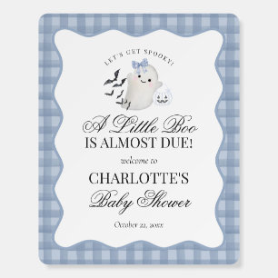 Blue Gingham Preppy Ghost Little Boo Baby Shower Foam Board