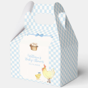 Blue Gingham Preppy Little Chick Boy Baby Shower Favor Boxes