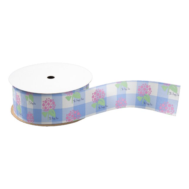 blue gingham preppy piece ribbon (Spool)