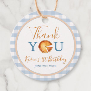 Blue Gingham Pumpkin Pie Thank You Favor Tag