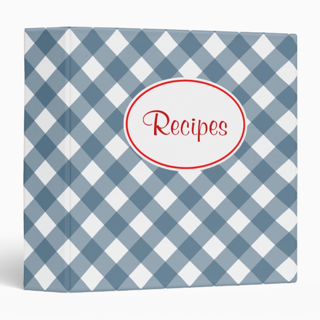 Blue Gingham Recipe Binder (Front/Spine)