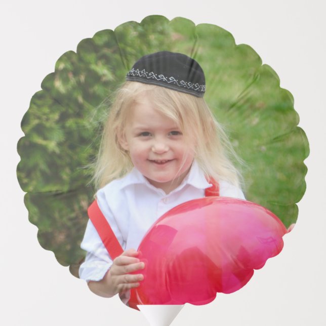 Blue Gingham Red Number 3 Photo Balloon (Back)