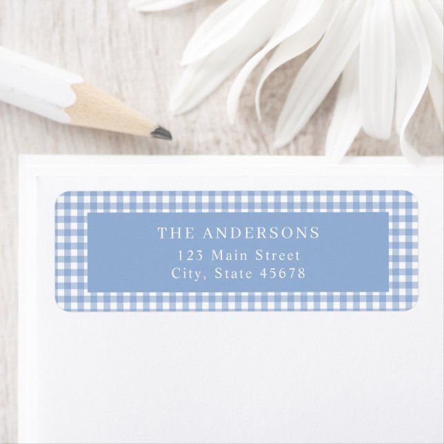 Blue Gingham Return Address Label (Insitu)