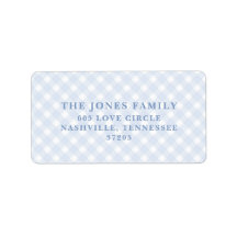 Blue gingham return address labels