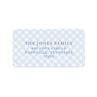 Blue gingham return address labels
