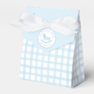 Blue Gingham Rocking Horse Baby Favor Bag Favor Boxes