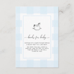Blue Gingham Rocking Horse Book Request Card