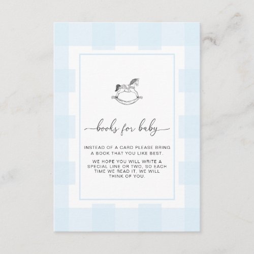 Blue Gingham Rocking Horse Book Request Card