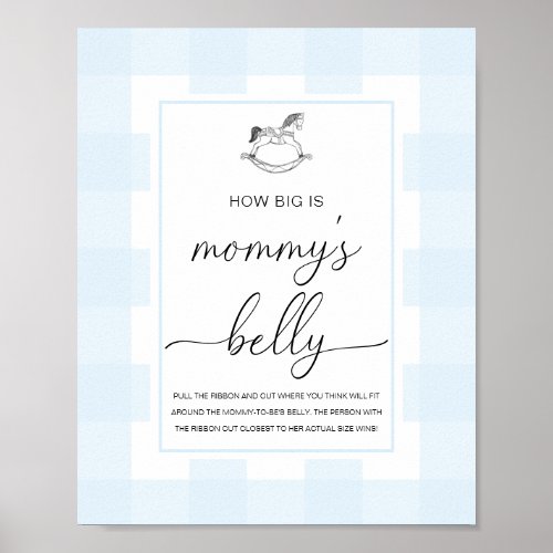Blue Gingham Rocking Horse How Big Is Her Belly Poster