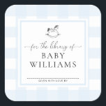 Blue Gingham Rocking Horse Library Of Bookplate<br><div class="desc">This Baby Shower bookplate sticker features a classic gingham design and modern fonts. The script heading is an image that cannot be edited. All of the other text is fully editable. For more advanced customization of this design, simply select the "Customize It" button above. Add the sticker to your invitation...</div>