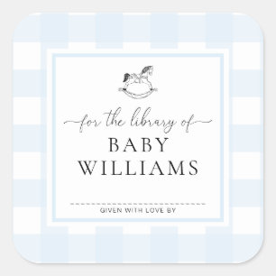 Blue Gingham Rocking Horse Library Of Bookplate