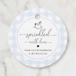 Blue Gingham Rocking Hose Sprinkled With Love Favor Tags