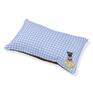Blue Gingham Schnauzer Lemon Pet Bed