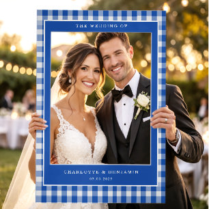 Blue Gingham Selfie Frame Photo Prop
