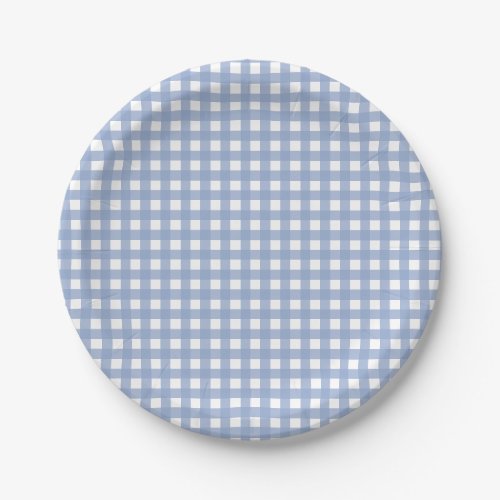 Blue Gingham Serenity Blue Paper Plates