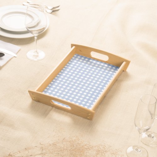 Blue Gingham Serenity Blue Serving Tray