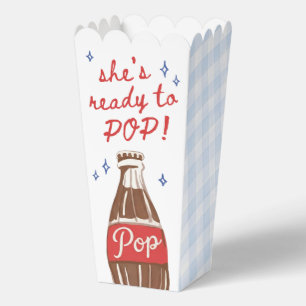 Blue Gingham She's Ready to Pop Baby Shower Favor Boxes