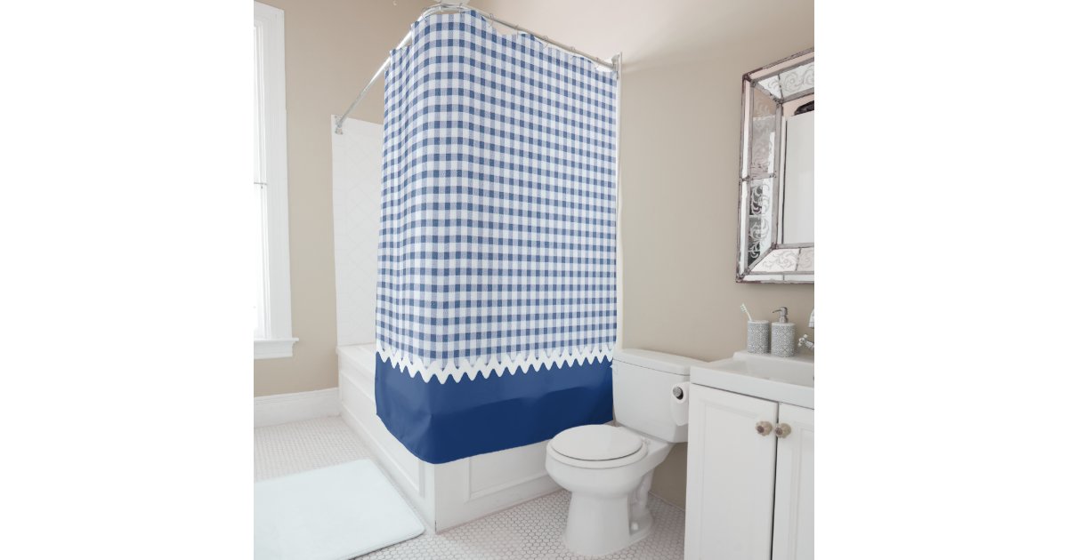 Blue Gingham Shower Curtain Zazzle