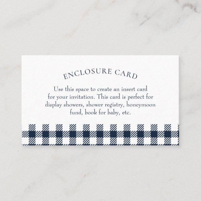 Blue Gingham Shower Enclosure Card (Front)