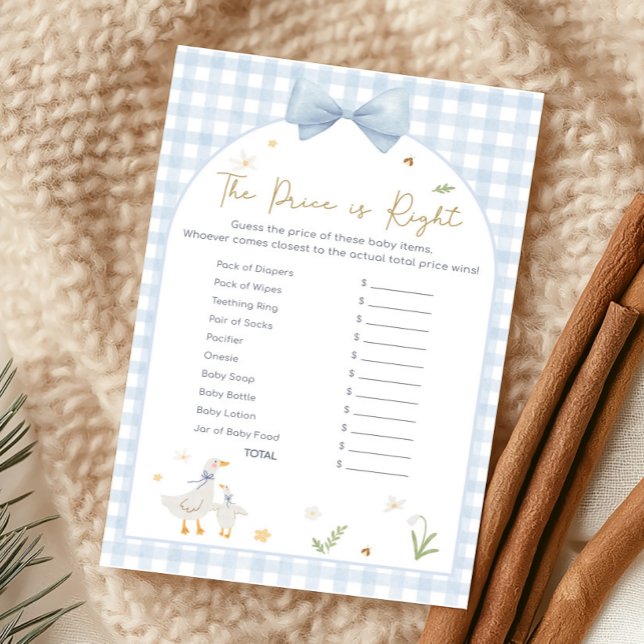 Blue Gingham Silly Goose Baby Shower Price Game (silly Goose Baby Shower Game)