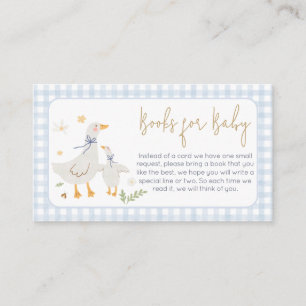 Blue Gingham Silly Goose BabyShower Books for Baby Enclosure Card