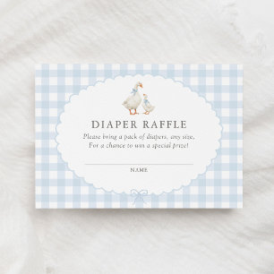 Blue Gingham Silly Goose Diaper Raffle Ticket Enclosure Card