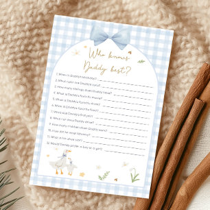 Blue Gingham Silly Goose Shower Who Knows Game
