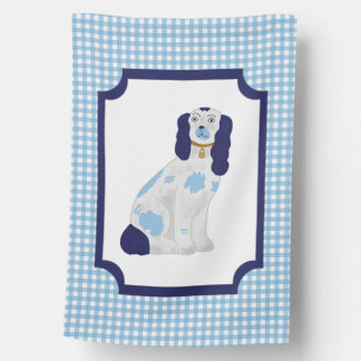 Blue Gingham Staffordshire Dog House Flag