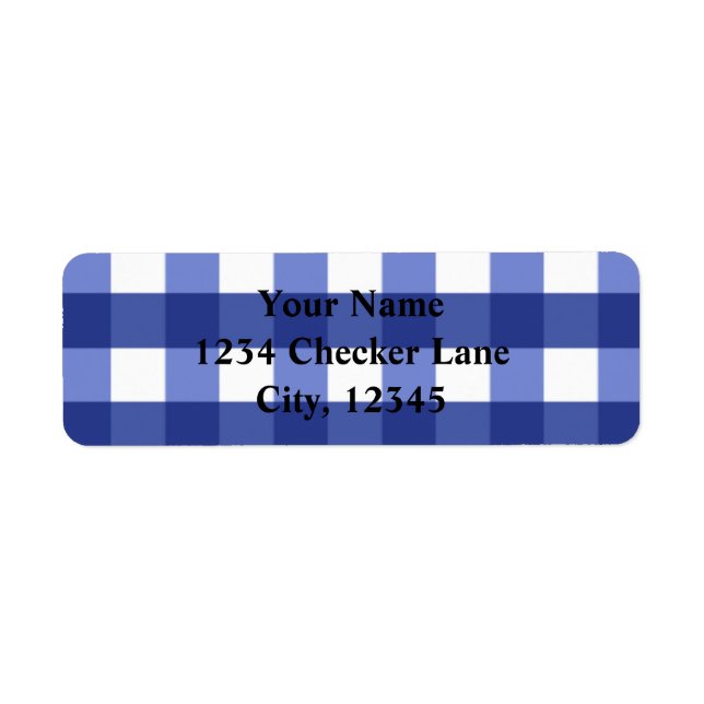 Blue Gingham Summer Country BBQ Checker Label (Front)