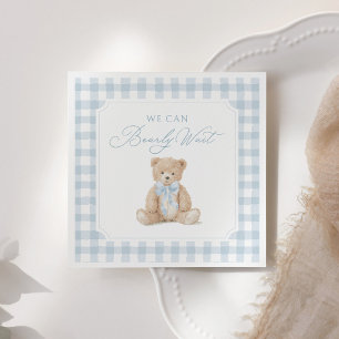 Blue Gingham Teddy Bear Baby Shower Napkins