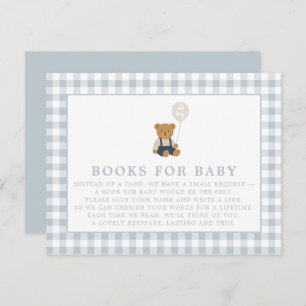 Blue Gingham Teddy Bear Books for baby card