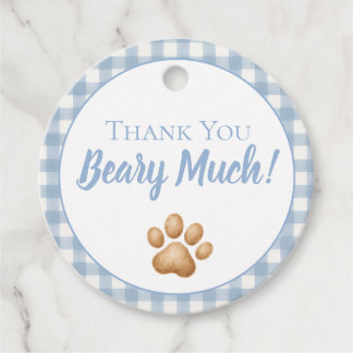 Blue Gingham Teddy Bear Favor Tags