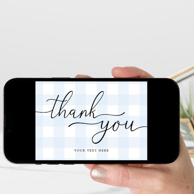 Blue Gingham Thank You Card (Front Digital)