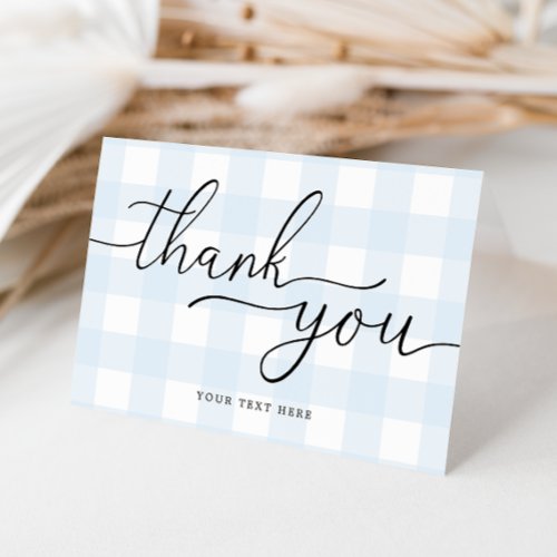 Blue Gingham Thank You Card